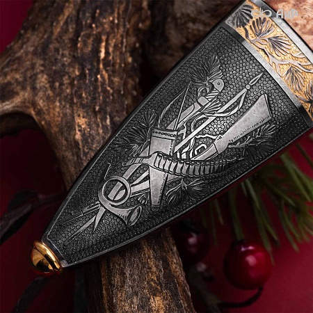 Авторский охотничий кинжал Русский лес № 39184 - мастера Златоуста  Авторский охотничий кинжал Русский лес № 39184 - мастера Златоуста