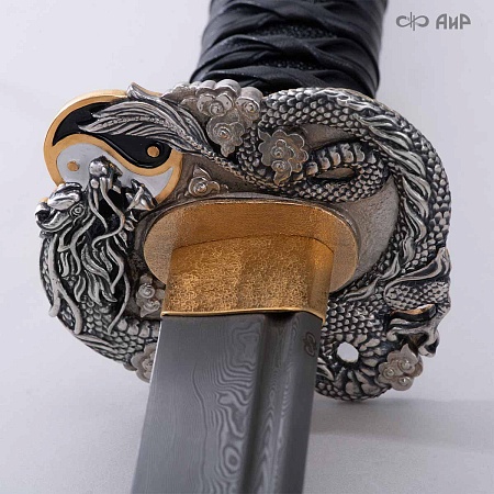  Авторская катана Золотой дракон № 39201 - от мастеров Златоуста