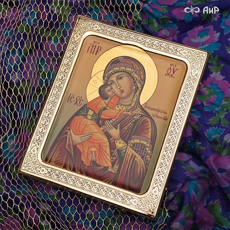 Икона в окладе Владимирская Божья Матерь (ручная работа) № 38056 - мастера Златоуста