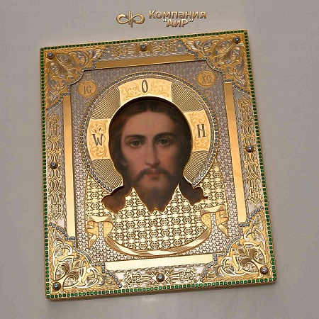 Икона в окладе "Нерукотворный образ Иисуса Христа" (ручная работа) № 9194 - мастера Златоуста