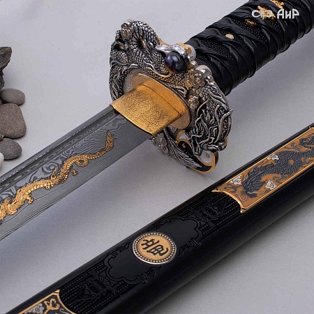  Авторская катана Золотой дракон № 39201 - от мастеров Златоуста