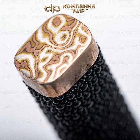 Авторский айкути (ZDI-1016, кожа ската черная, граб, фути, хабаки и касира мокуме гане) - мастера Златоуста