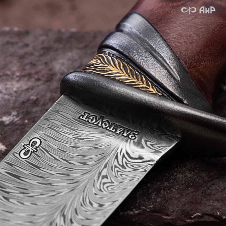  Авторский нож Чернокрылый павлин, авторские ножны № 39240 - мастера Златоуста