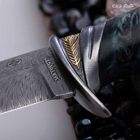  Авторский нож Чернокрылый павлин, авторские ножны № 39239 - мастера Златоуста