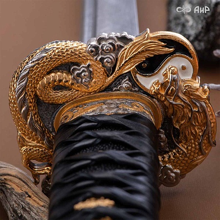  Вакидзаси Золотой дракон ручной работы № 39252 - от мастеров Златоуста