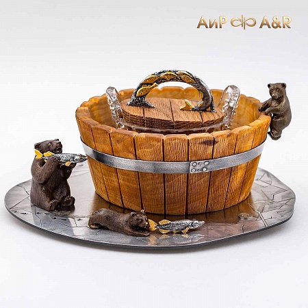 Авторская икорница "Три медведя" № 36875 - мастера Златоуста