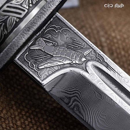 Нож Финка-2 Авиатор ручной работы (в серебре) № 39251 - мастера Златоуста