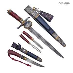  Гарнитур охотничий Царская охота, с хиршфангером № 39191 - мастера Златоуста