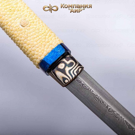 Авторский айкути (ZDI-1016, кожа ската белая, граб, фути и касира ZlaTi, хабаки мокуме гане) - мастера Златоуста