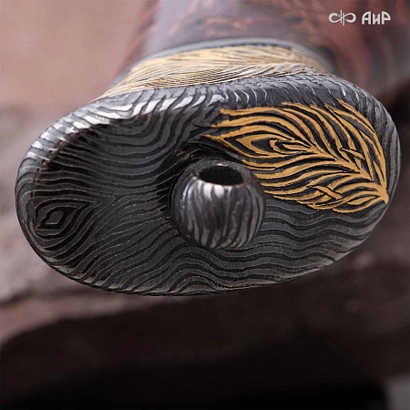  Авторский нож Чернокрылый павлин, авторские ножны № 39240 - мастера Златоуста