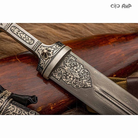 Кинжал Кавказский с малым ножом (ручная работа) № 35966 - от мастеров Златоуста
