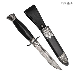Нож "Финка-2 Пилот" ручной работы (в серебре) № 38394 - мастера Златоуста