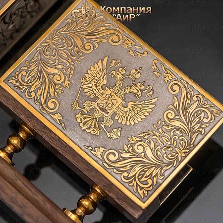 Настольная визитница и карандашница "Виват, Россия" - мастера Златоуста