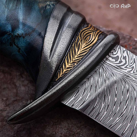  Авторский нож Чернокрылый павлин, авторские ножны № 39239 - мастера Златоуста