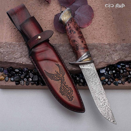  Авторский нож Чернокрылый павлин, авторские ножны № 39240 - мастера Златоуста