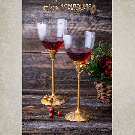 Авторские винные бокалы "Пьяная вишня" № 35424 - от мастеров Златоуста