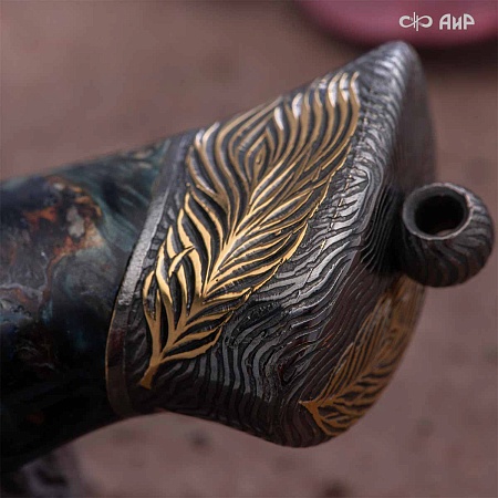  Авторский нож Чернокрылый павлин, авторские ножны № 39239 - мастера Златоуста