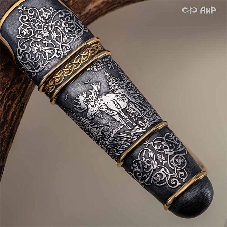  Гарнитур охотничий Великаны леса, с хиршфангером № 39207 - мастера Златоуста