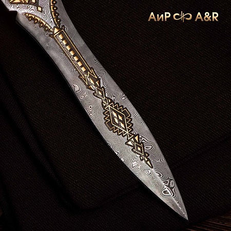 Авторский нож "Сигара COHIBA" из дамасской стали ZDI-1016 (ореховый кап) - мастера Златоуста