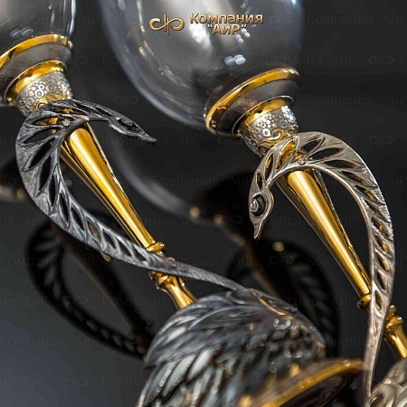 Авторский свадебный набор для шампанского "Лебединый вальс" № 32747 - мастера Златоуста