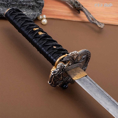  Вакидзаси Золотой дракон ручной работы № 39252 - от мастеров Златоуста