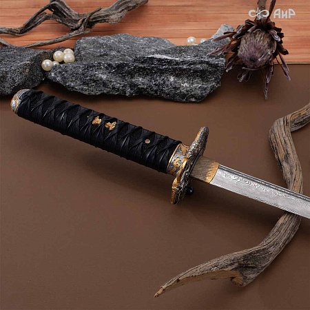  Вакидзаси Золотой дракон ручной работы № 39252 - от мастеров Златоуста