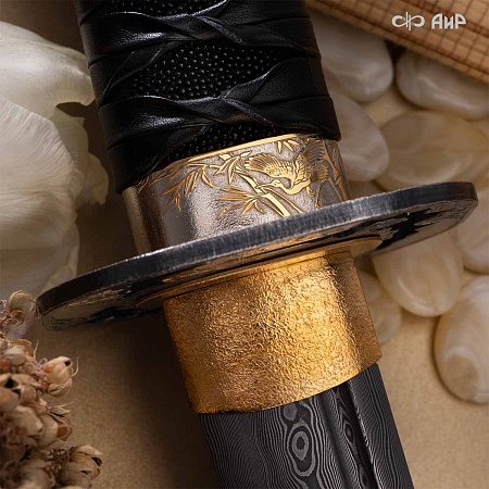 Набор самурайских мечей Журавли и бамбук № 37823 - от мастеров Златоуста