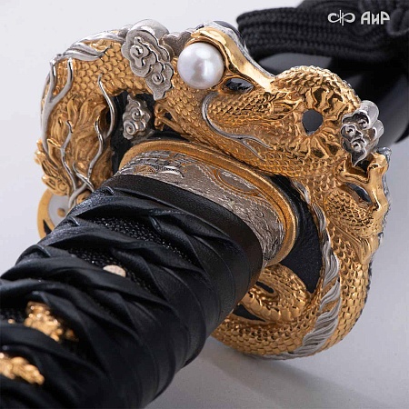  Авторская катана Золотой дракон № 39201 - от мастеров Златоуста