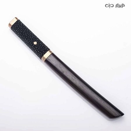 Авторский айкути (ZDI-1016, кожа ската черная, граб, фути, хабаки и касира мокуме гане) - мастера Златоуста