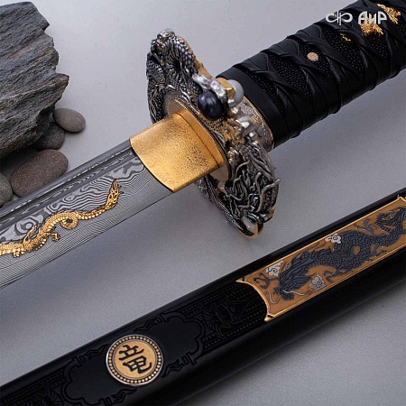  Авторская катана Золотой дракон № 39201 - от мастеров Златоуста