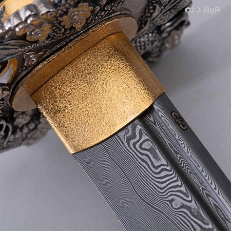  Авторская катана Золотой дракон № 39201 - от мастеров Златоуста