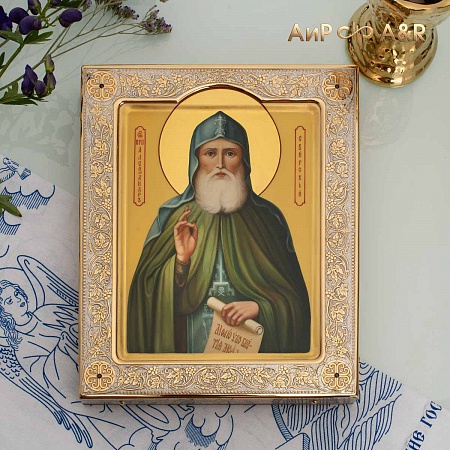Икона в окладе "Преподобный Александр Свирский" № 37506 - мастера Златоуста