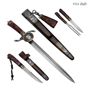  Гарнитур охотничий Великаны леса, с хиршфангером № 39207 - мастера Златоуста