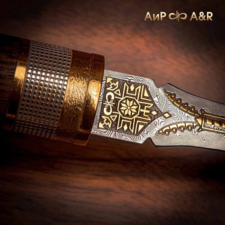 Авторский нож "Сигара COHIBA" из дамасской стали ZDI-1016 (ореховый кап) - мастера Златоуста