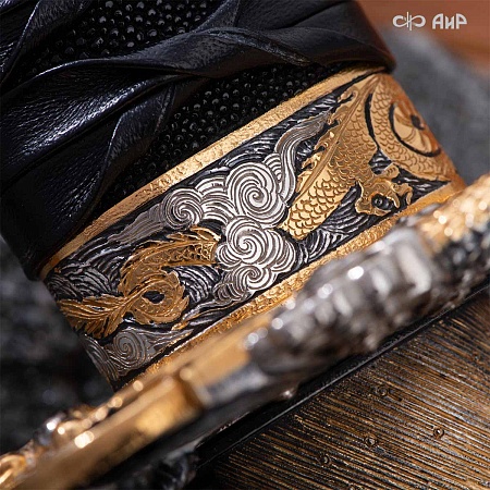  Вакидзаси Золотой дракон ручной работы № 39252 - от мастеров Златоуста