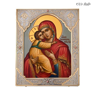  Икона в окладе Владимирская Божья Матерь (ручная работа) № 39080 - мастера Златоуста