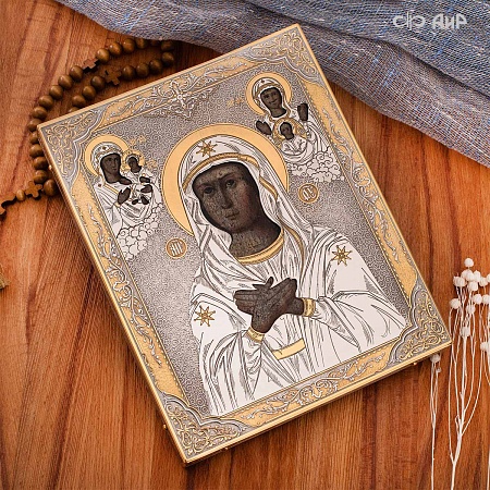 Икона Божией Матери в окладе Умиление (икона заказчика, XIX век) № 39154 - мастера Златоуста