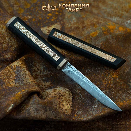 Офисный нож ручной работы (граб, мокуме гане), дамасская сталь ZDI-1016 - мастера Златоуста
