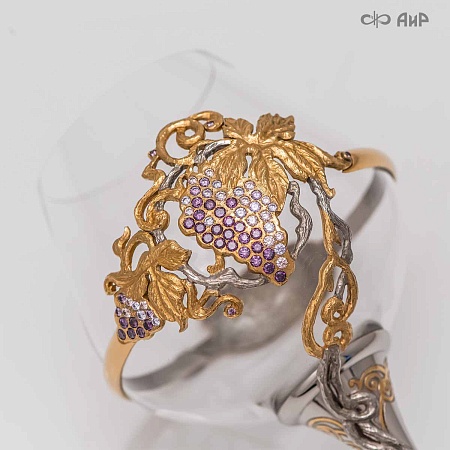 Авторские фужеры для вина Праздничное изобилие № 33611 - от мастеров Златоуста