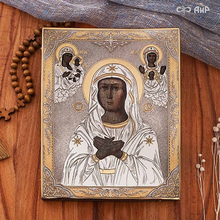 Икона Божией Матери в окладе Умиление (икона заказчика, XIX век) № 39154 - мастера Златоуста