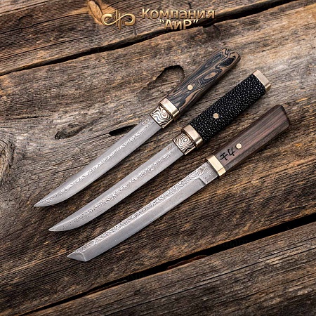 Авторский айкути (ZDI-1016, кожа ската черная, граб, фути, хабаки и касира мокуме гане) - мастера Златоуста