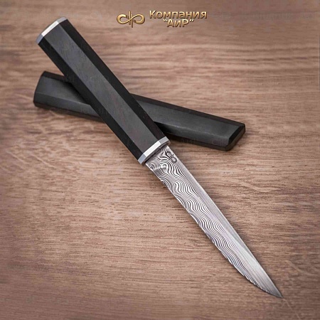  Офисный нож ручной работы (граб), дамасская сталь ZDI-1016 - мастера Златоуста