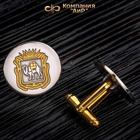 Набор: визитница карманная, запонки с гербом Челябинской области № 36034-36037 - мастера Златоуста