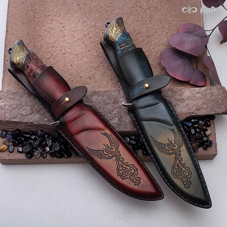  Авторский нож Чернокрылый павлин, авторские ножны № 39239 - мастера Златоуста