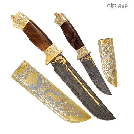 Набор подарочных ножей Робинзон (ручная работа) № 2985 - мастера Златоуста