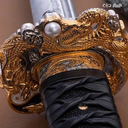  Вакидзаси Золотой дракон ручной работы № 39252 - от мастеров Златоуста