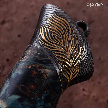  Авторский нож Чернокрылый павлин, авторские ножны № 39239 - мастера Златоуста