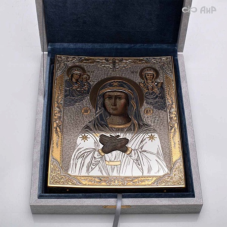Икона Божией Матери в окладе Умиление (икона заказчика, XIX век) № 39154 - мастера Златоуста