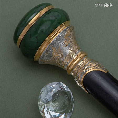  Авторская трость с нефритом № 37835 в резерве - мастера Златоуста