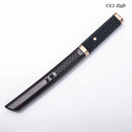 Авторский айкути (ZDI-1016, кожа ската черная, граб, фути, хабаки и касира мокуме гане) - мастера Златоуста